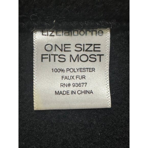 Liz Claiborne Black Fleece Cape Coat Poncho Attached Fur Leopard Scarf One Size - Picture 7 of 9